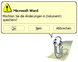 Office-Assistent "Änderungen speichern"