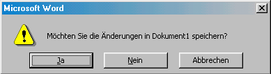 Word-Meldung "Änderungen speichern"