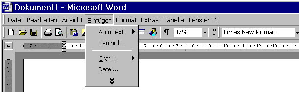 Word-Programmfenster ohne Anpassungen